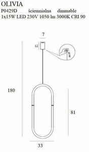 Lampa wisząca Max Light Olivia P0429D złota LED 15W 3000K 33 cm 1 Lampa wisząca Max Light Olivia P0429D złota LED 15W 3000K 33 cm small 1