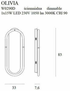 Kinkiet Max Light Olivia W0290D złoty LED 15W 3000K 83 cm small 1