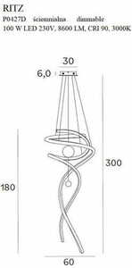 Lampa wisząca Max Light Ritz P0427D złota LED 60 cm 2-punktowa 1 Lampa wisząca Max Light Ritz P0427D złota LED 60 cm 2-punktowa small 1