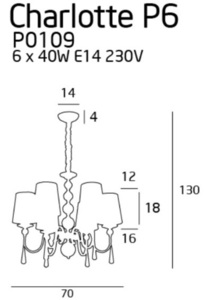 Lampa wisząca Max Light Charlotte P0109 chrom 6x40W 70 cm small 2