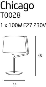 Lampa stołowa Max Light Chicago T0028, biała, E27, wys. 46 cm small 1