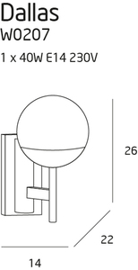 Kinkiet Max Light DALLAS W0207 złoty, szkło opalowe, E14, 1 × 40 W small 1