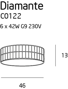 Plafon Max Light Diamante C0122 chrom kryształowy 6xG9 46 cm small 1