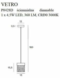 Lampa wisząca Max Light Vetro P0428D złota LED 4,5 W 3000 K 13 cm small 1