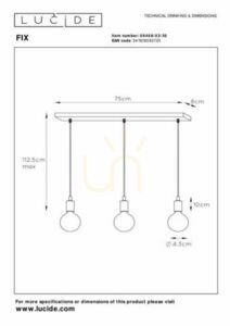 Lampa wisząca Lucide FIX czarna 3xE27 75 cm metal silikon 08408/03/30 small 4