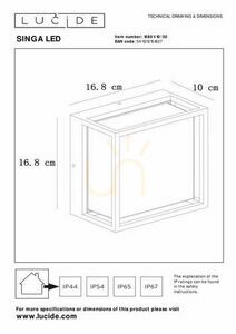 Kinkiet Zewnętrzny Lucide SINGA Czarny LED 9,6W 2700K IP54 small 5