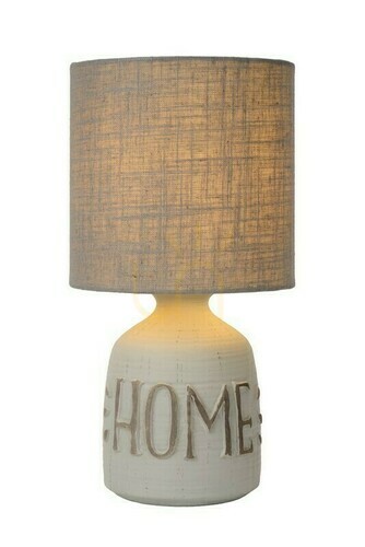 Sprawdź Lampa stołowa Lucide COSBY szara ceramika bawełna Japandi E14 40W 32,5 cm