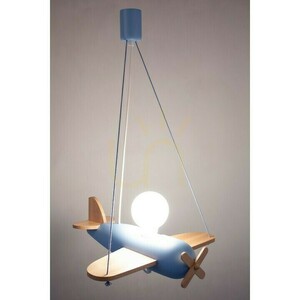 Lampa wisząca samolot Hellux Clipper 1042302, błękitna i naturalne drewno, E27 small 5