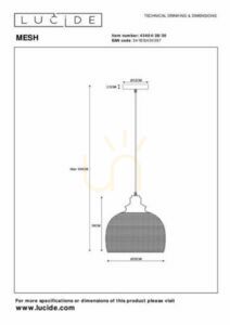 Lampa wisząca Lucide MESH czarna metalowa vintage 28 cm 43404/28/30 small 6