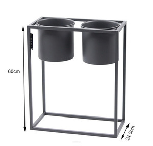 Kwietnik metalowy JAKPOL z 2 donicami UGO 60x50 cm szary antracytowy small 4
