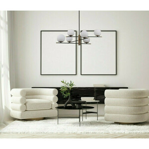 Lampa wisząca Italux Stelia 6xE14 czarna biała PND-43660-6 small 1