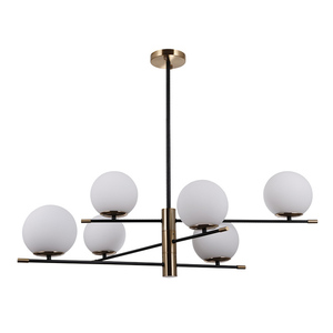 Lampa wisząca Italux Stelia 6xE14 czarna biała PND-43660-6 small 0