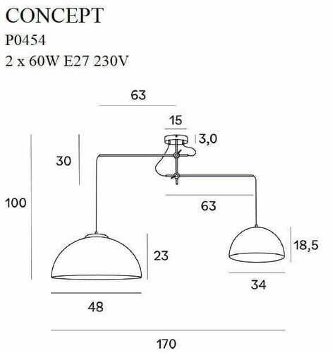 Sprawdź Lampa wisząca Max Light Concept P0454 złota 2xE27 170 cm metalowa