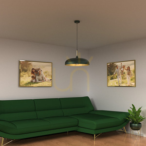 Lampa wisząca LINCOLN zielona ze złotym wnętrzem 1xE27 45 cm small 3