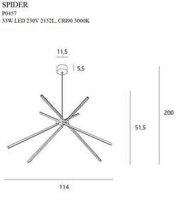 Lampa wisząca Max Light Spider P0457 złota LED 114 cm 3 Lampa wisząca Max Light Spider P0457 złota LED 114 cm small 3