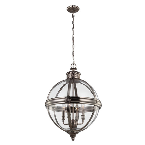 Sprawdź Żyrandol wiszący Adams 4 Light - Antyczny nikiel Elstead