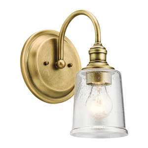 Lampa ścienna Waverly 1 Light – naturalny mosiądz Elstead small 0