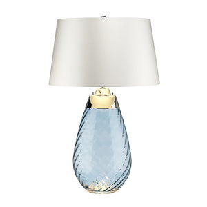Lena 2 jasnoniebieska lampa stołowa z kloszem w kolorze złamanej bieli Elstead small 1