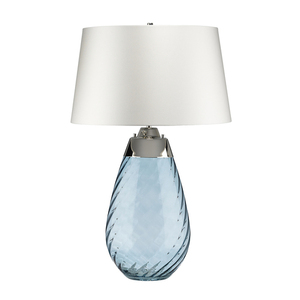 Lena 2 jasnoniebieska lampa stołowa z kloszem w kolorze złamanej bieli Elstead small 2