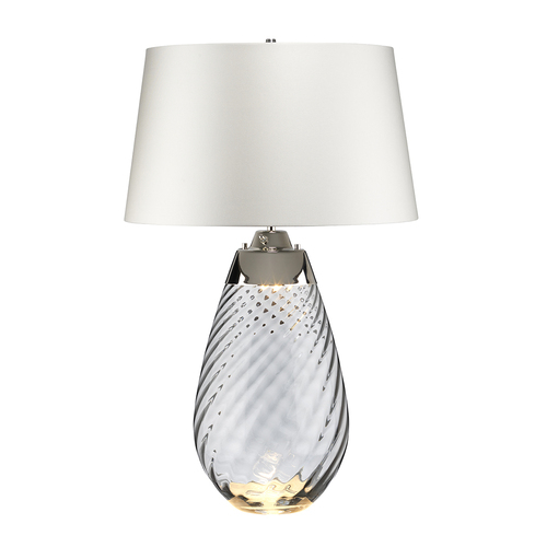 Sprawdź Lena 2 Light duża przydymiona lampa stołowa z kloszem w kolorze złamanej bieli Elstead