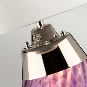 Lena 2 Light mała śliwkowa lampa stołowa z kloszem w kolorze złamanej bieli Elstead small 1