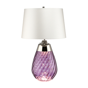 Lena 2 Light mała śliwkowa lampa stołowa z kloszem w kolorze złamanej bieli Elstead small 0