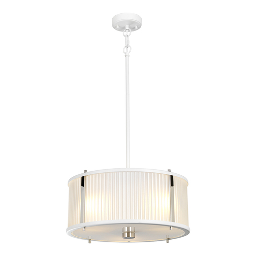 Sprawdź Lampa wisząca Corona 3 Light - biały polerowany nikiel Elstead