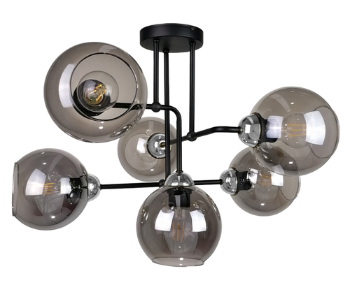 Sprawdź Żyrandol Keter Lighting COSMO 1252, 6×E27, czarny/chrom, szkło dymione