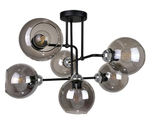 Żyrandol Keter Lighting COSMO 1252, 6×E27, czarny/chrom, szkło dymione small 0