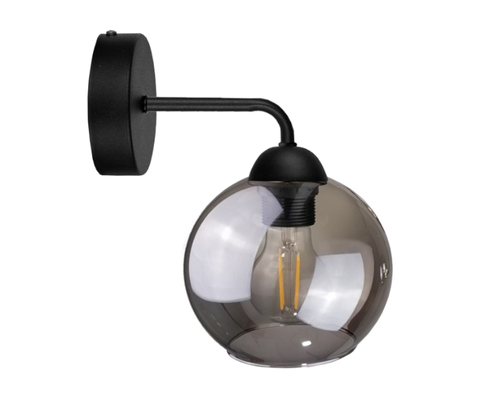 Sprawdź Kinkiet Keter Lighting COSMO BLACK 1197 – czarny, dymione szkło, 1×E27
