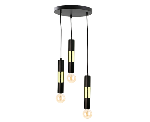 Sprawdź Lampa wisząca Keter Lighting Magnum Bulb Black/Gold 3xE27 30 cm