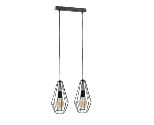 Sprawdź Czarna lampa wisząca druciana Keter Lighting Lex 436, 2 × E27, listwa 50 cm