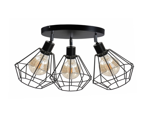 Sprawdź Czarny spot sufitowy Keter Lighting FOSKAL 455, 3 × E27, 32 cm