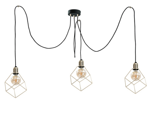 Sprawdź Lampa wisząca Keter Lighting TAHO GOLD 594, złota/czarna, 3×E27