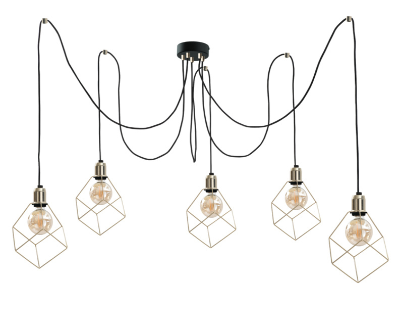 Sprawdź Lampa wisząca Keter Lighting Taho Gold 595 5×E27 czarno-złota Lampa wisząca Keter Lighting Taho Gold 595 5×E27 czarno-złota