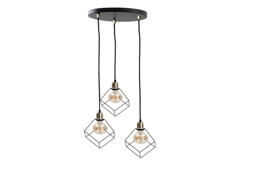 Sprawdź Lampa wisząca Keter Lighting RUBEN GOLD 493, 3 x E27 maks. 60 W, klatki druciane, złoto-czarna, rozeta ø32 cm