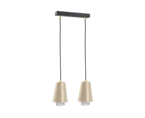 Sprawdź Lampa wisząca Keter Lighting MOLLY CRYSTAL GOLD 545, 2×E27, czarno-złota