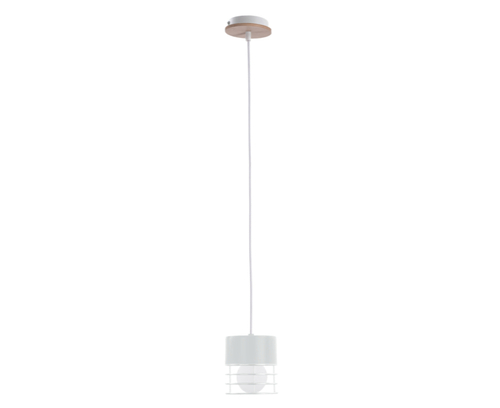 Sprawdź Lampa wisząca Keter Lighting CASA biała metal sklejka 1xE27 klosz z koszem 12 cm zwis 100 cm 793