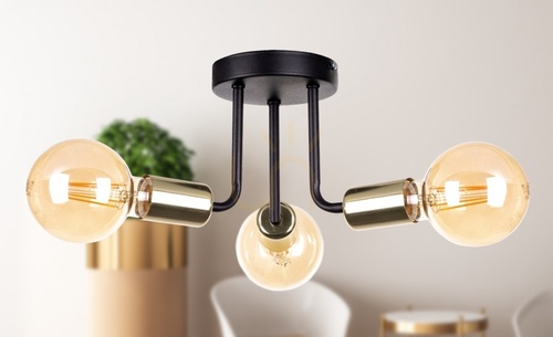Sprawdź Plafon Keter Lighting LUNA 1189, czarno-złoty, 3×E27