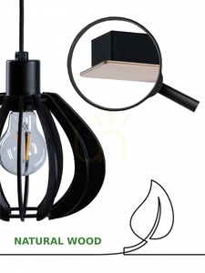 Lampa wisząca 2xE27 NICOLETA BLACK AND NATURAL 814 small 2
