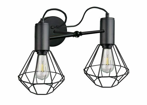 Sprawdź Kinkiet Keter Lighting Lars Black 1775, 2 × E27, druciane klosze diamentowe, czarny, 50 × 25 × 27 cm
