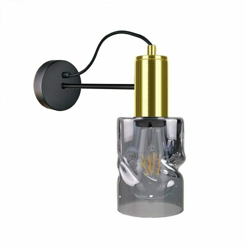 Sprawdź Kinkiet Keter Lighting INGER 1786 czarno-złoty z dymionym szkłem, 1×E27