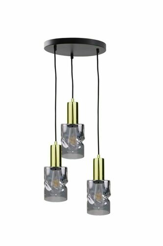 Sprawdź Lampa wisząca Keter Lighting CROSS 1551, 3×E27, czarno-złota, dymione szkło