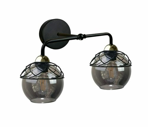 Sprawdź Kinkiet Keter Lighting MERA 1536 2×E27 czarno-złoty, szkło dymione