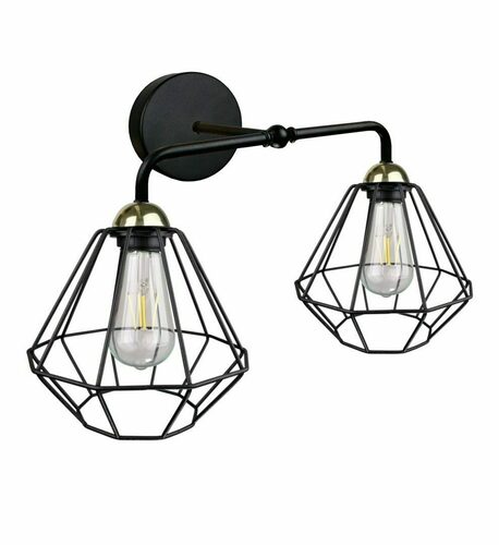 Sprawdź Kinkiet FOSKAL BLACK/GOLD 2xE27, druciane klosze, Keter Lighting