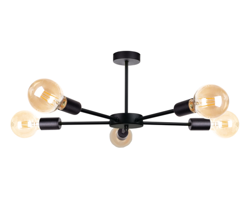 Sprawdź Lampa sufitowa Keter Lighting SUN BLACK 1428 czarna 5×E27 48 cm