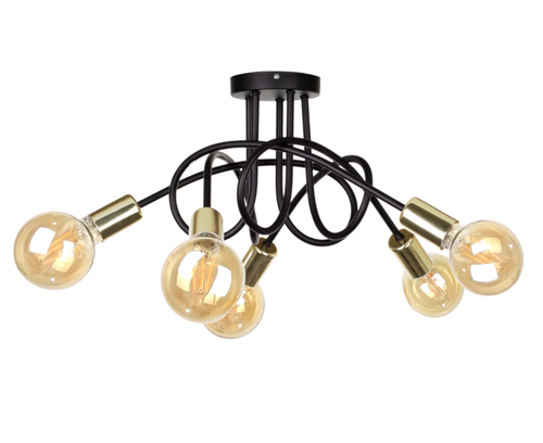 Sprawdź Lampa sufitowa 5xE27 RUMBA BLACK/GOLD