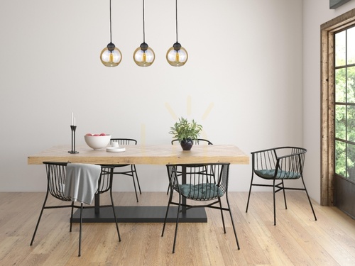 Sprawdź Lampa wisząca Keter Lighting AMBRE WOOD 2020, 60 cm, 3×E27, miodowe szkło