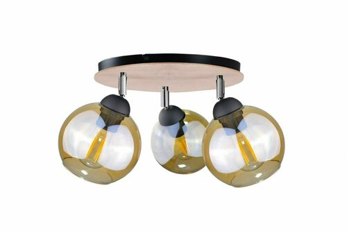 Sprawdź Lampa sufitowa Keter Lighting THEA WOOD 2044, 3×E27, 30 cm, miodowe szkło