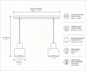 Lampa wisząca Keter Lighting Luce Black 2060, czarna, 2×E27, 50 cm small 2